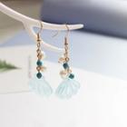Faux Pearl Scallop Dangle Earring 1 Pair - Light Blue - One Size