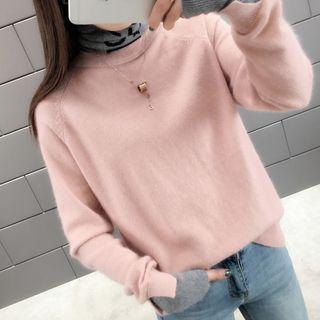 Paneled Turtle-neck Sweater