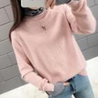 Paneled Turtle-neck Sweater