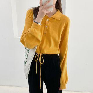 Polo-neck Drawstring Sweater