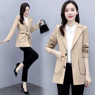 Contrast Trim Two Button Boyfriend Blazer