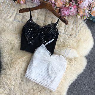 Sequin Bow Accent Camisole Top
