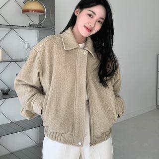 Collared Boucle-knit Jacket