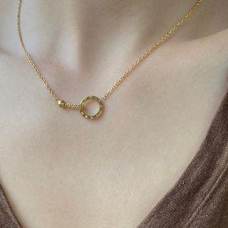 Stainless Steel Hoop Pendant Necklace E115 - Gold - One Size