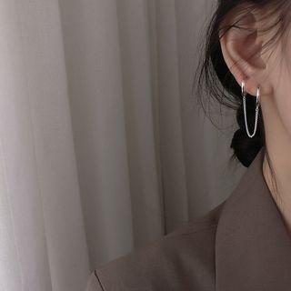 Double Piercing Hoop Earring 1 Pc - Silver - One Size