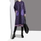 Leopard Print Midi Hoodie Dress Purple - One Size
