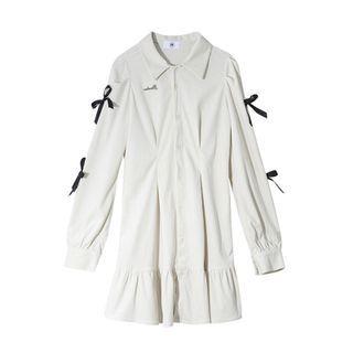 Bow Ruffle Hem A-line Shirtdress (various Designs)