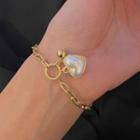 Faux Pearl Heart Bracelet 0893a - Gold - One Size