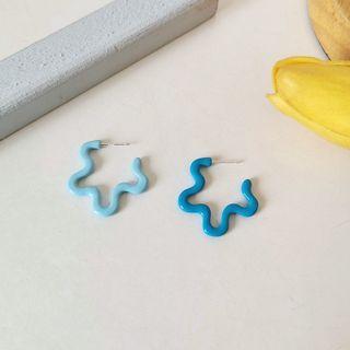Star Alloy Earring 1 Pair - S925 Silver Needle - Earring - Blue - One Size