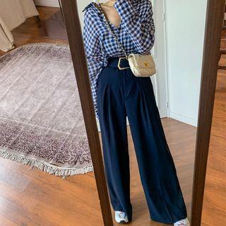 High-waist Wide-leg Dress Pants With Belt