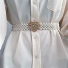 Faux Pearl Heart Belt Gold & Off-white - One Size