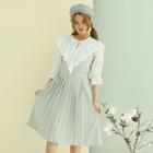 Belted Pleated Pinafore Dress