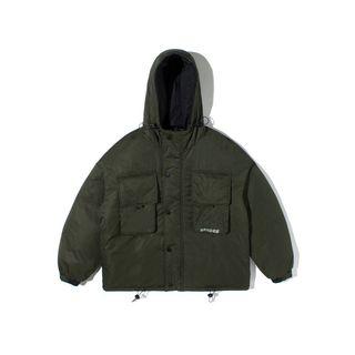 Printed Letter Hooded Padded Jacket
