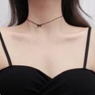 925 Sterling Silver Bow Choker Black - One Size
