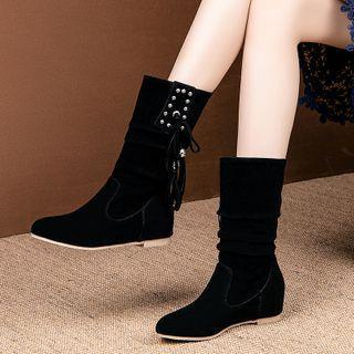 Studded Wedge Short Boots