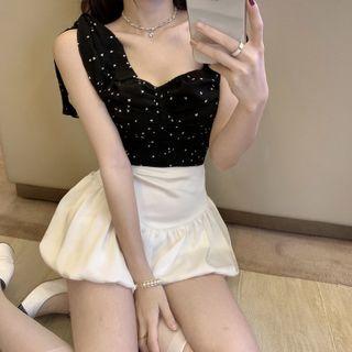 Spaghetti Strap Dotted Top / Mini A-line Skirt