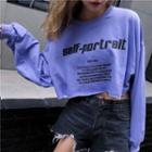 Long-sleeve Letter Cropped T-shirt