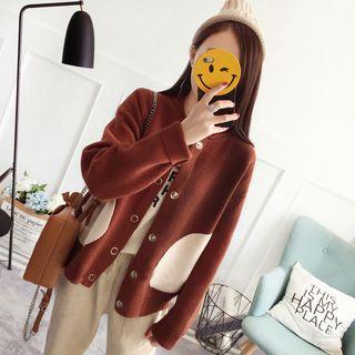 Lettering Snap Button Knitted Jacket