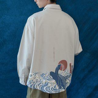 Long-sleeve Whale Print Shirt