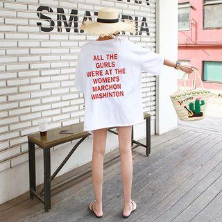 Tall Size Button-side Printed Boxy T-shirt