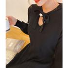 Cutaway-neck Rib-knit Dress