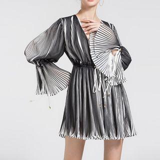 Glitter Long-sleeve Pleated Playsuit