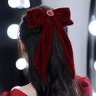 Rhinestone Bow Hair Clip Red - One Size
