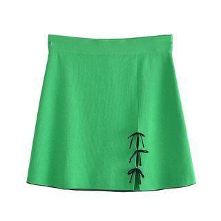 Bow Accent Knit Mini A-line Skirt