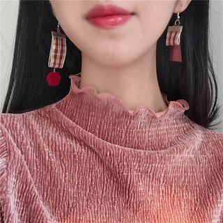Plaid Ribbon Non-matching Earring