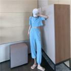 Set: Short-sleeve Polo Shirt + Harem Pants