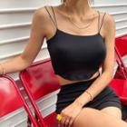 Plain Double-strap Padded Crop Top