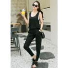 Sleeveless Band-waist Jumpsuit