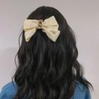 Bear Bow Hair Clip Gold & Beige - One Size