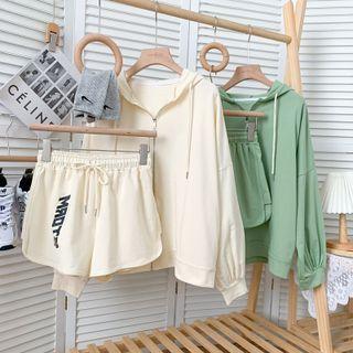 Set: Loose-fit Hooded Jacket + Wide-leg Sweatshorts