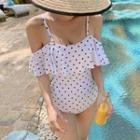 Cold Shoulder Dotted Swimsuit