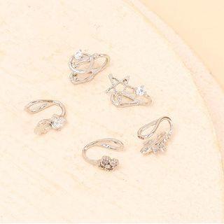 Set Of 5: Rhinestone Nose Cuff Set Of 5 - Silver - One Size