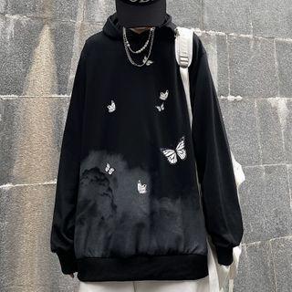 Butterfly Print Tie Dyed Hoodie