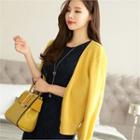 Colored Bishop-sleeve V-neck Cardigan
