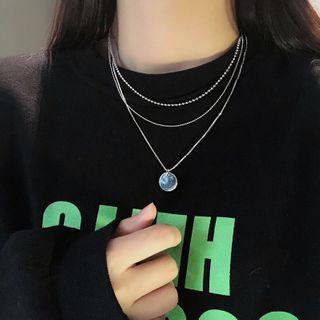 Layered Necklace 1 Pc - Silver - One Size