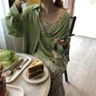 Chiffon Long Sleeve Blouse / Spaghetti-strap Dress