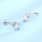 925 Sterling Silver Rhinestone Star Earring 1 Pair - 925 Silver - White - One Size