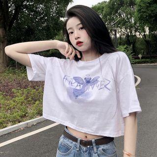 Cartoon Print Cropped T-shirt