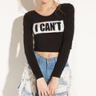 Letter Cropped Long-sleeve Top