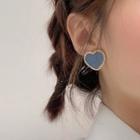 Rhinestone Denim Heart Earring 1 Pair - 925 Silver - One Size