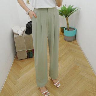 Pintuck Wide-fit Dress Pants