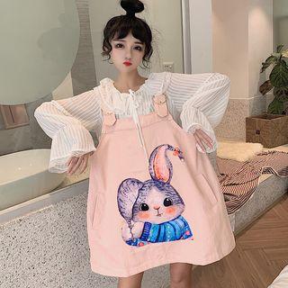 Bell-sleeve Blouse / Rabbit Print Jumper Dress