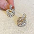 Rhinestone Heart Dangle Earring 1 Pair - Love Heart - Gold - One Size