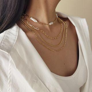 Layered Necklace 1001 - Gold - One Size