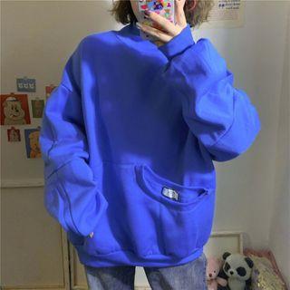 Oversized High-neck Pocket Sweatshirt