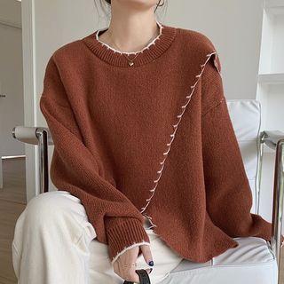 Round Neck Asymmetrical Sweater